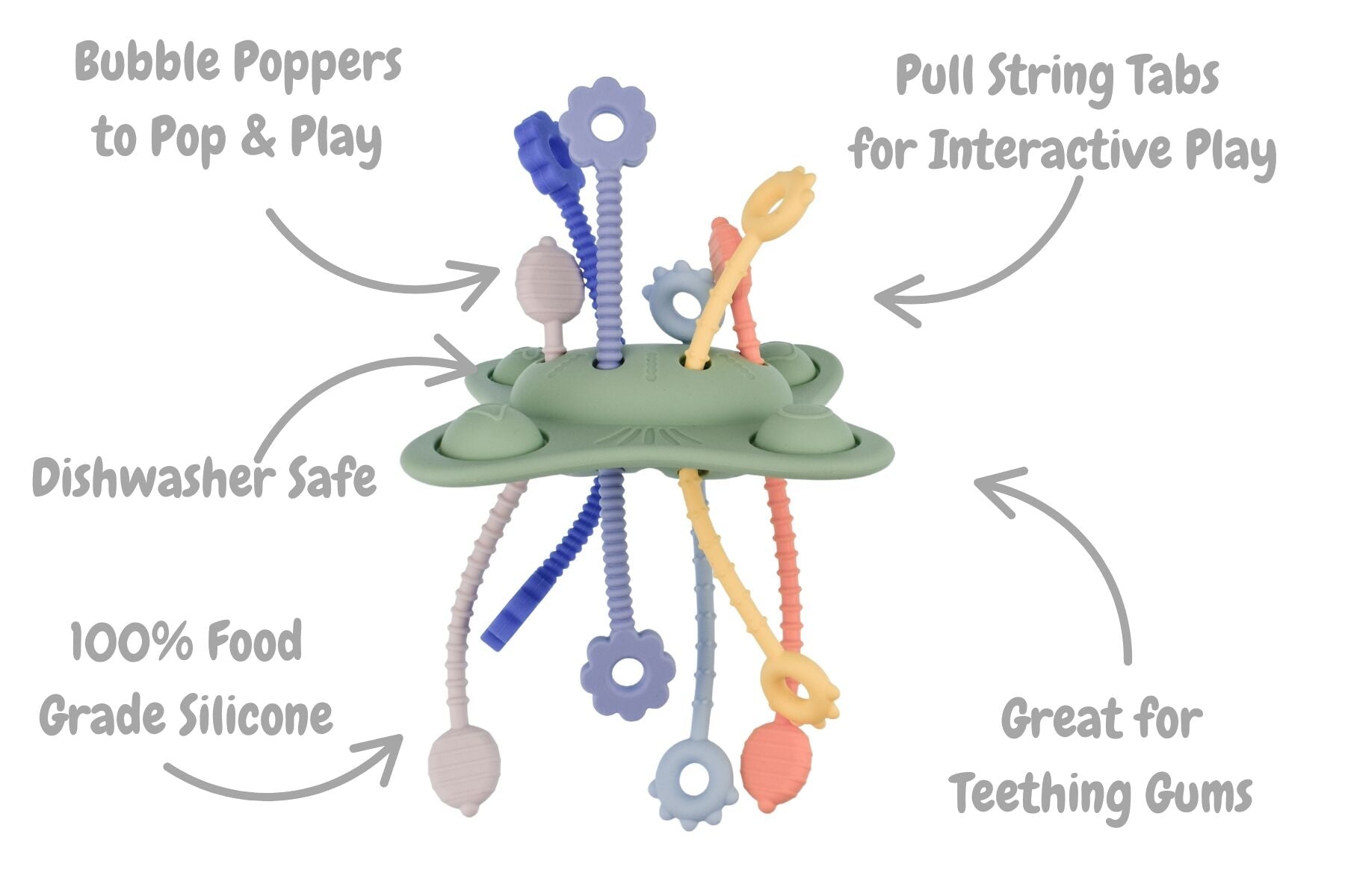SILICONE POP & PULL SENSORY TEETHER - Bamboo Sprout