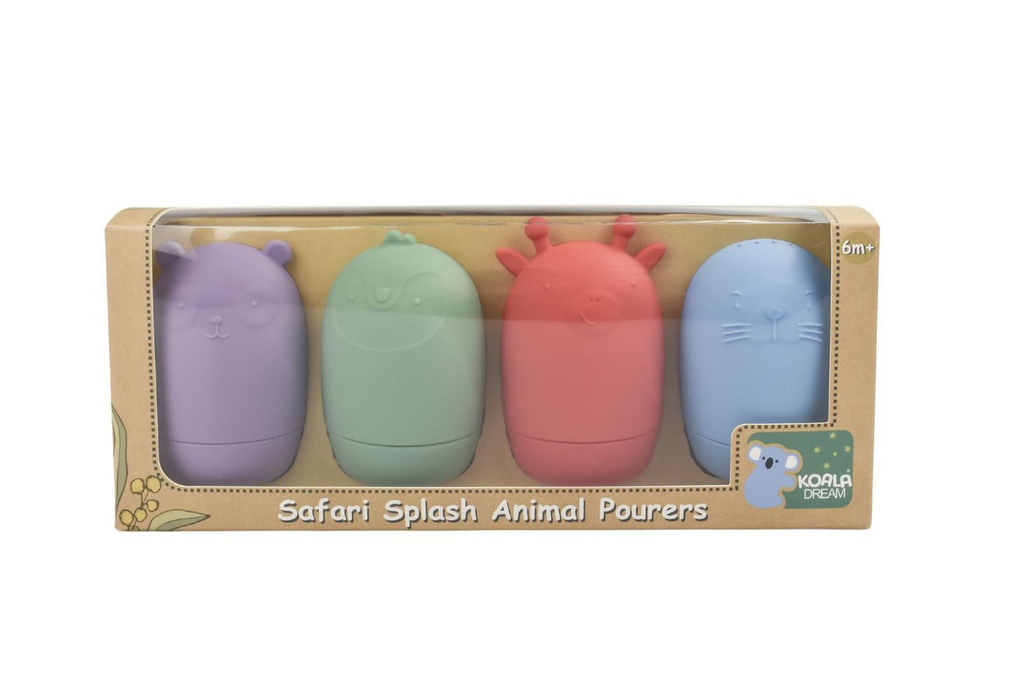 SILICONE SAFARI SPLASH ANIMAL POURERS 4 PCS SET - BRIGHTS - Bamboo Sprout