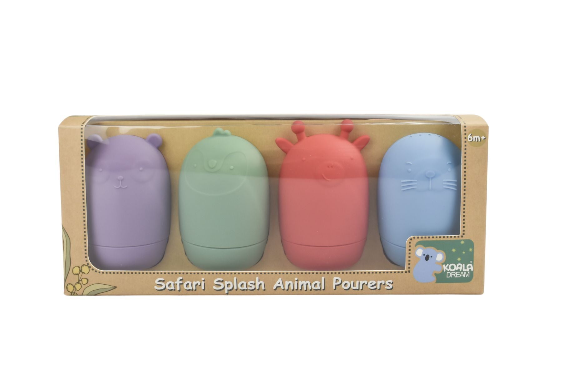 SILICONE SAFARI SPLASH ANIMAL POURERS 4 PCS SET - BRIGHTS - Bamboo Sprout