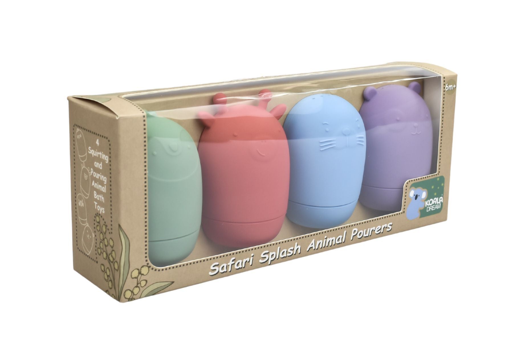 SILICONE SAFARI SPLASH ANIMAL POURERS 4 PCS SET - BRIGHTS - Bamboo Sprout