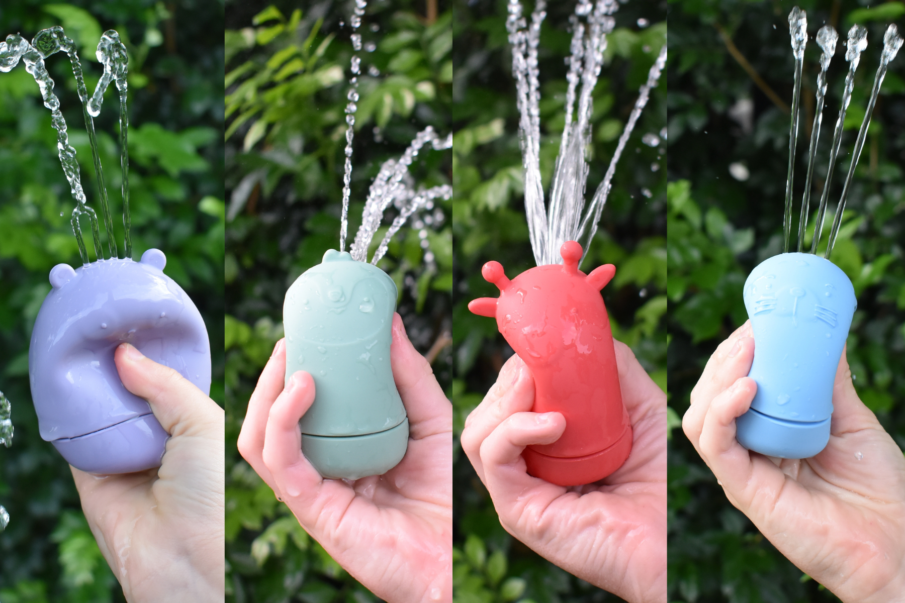 SILICONE SAFARI SPLASH ANIMAL POURERS 4 PCS SET - BRIGHTS - Bamboo Sprout