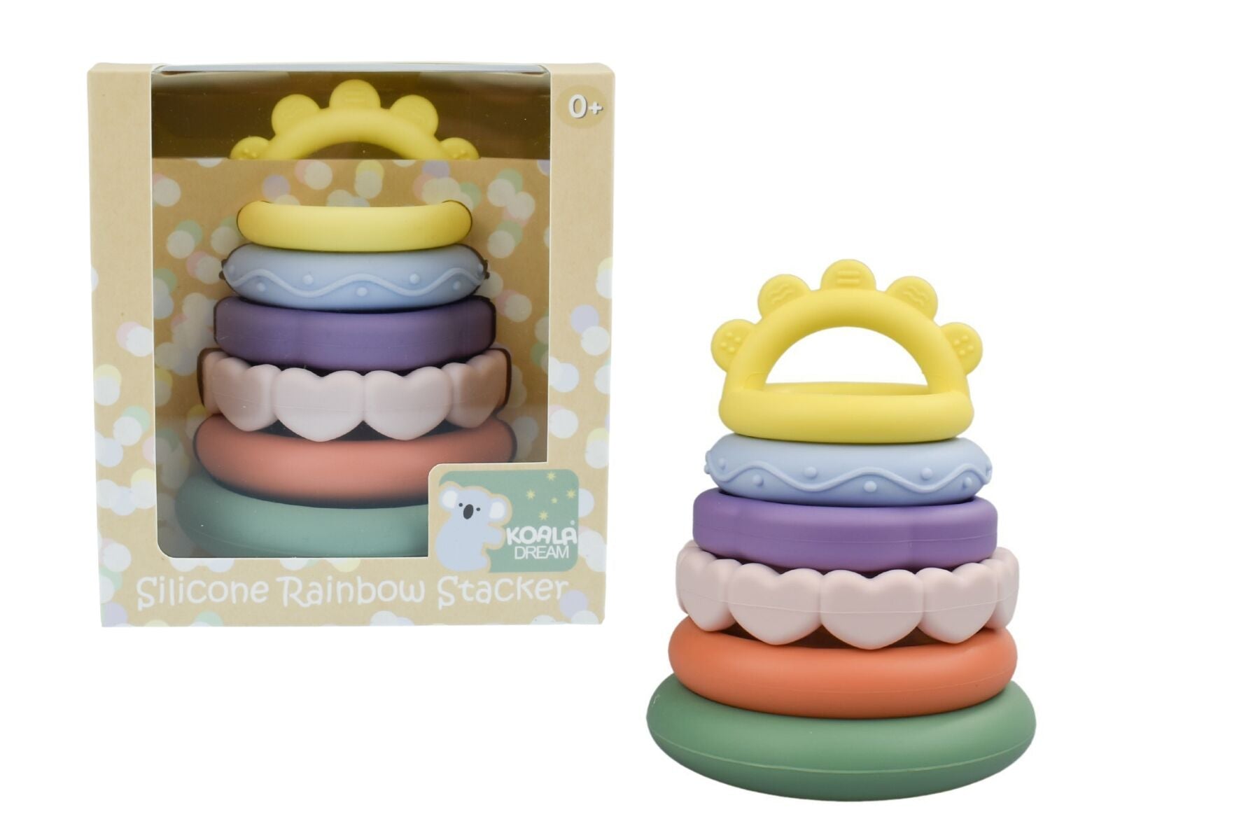 SILICONE SENSORY RAINBOW STACKING TEETHER - Bamboo Sprout