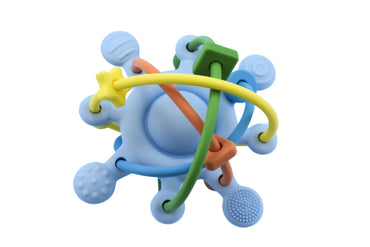 SILICONE SENSORY SPACE RATTLE TEETHER BLUE - Bamboo Sprout