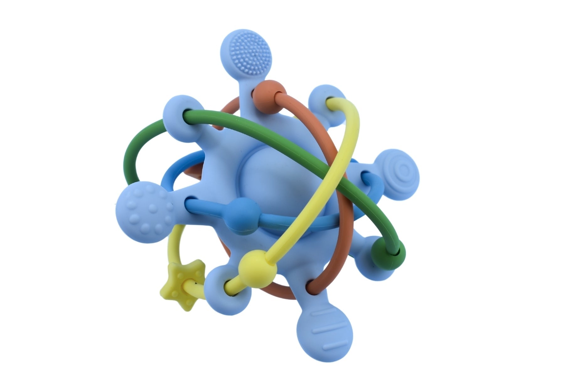 SILICONE SENSORY SPACE RATTLE TEETHER BLUE - Bamboo Sprout