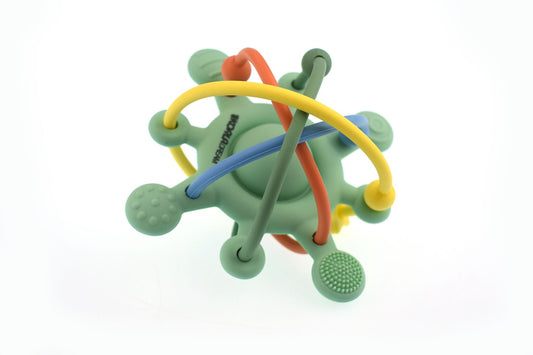 SILICONE SENSORY SPACE RATTLE TEETHER GREEN - Bamboo Sprout