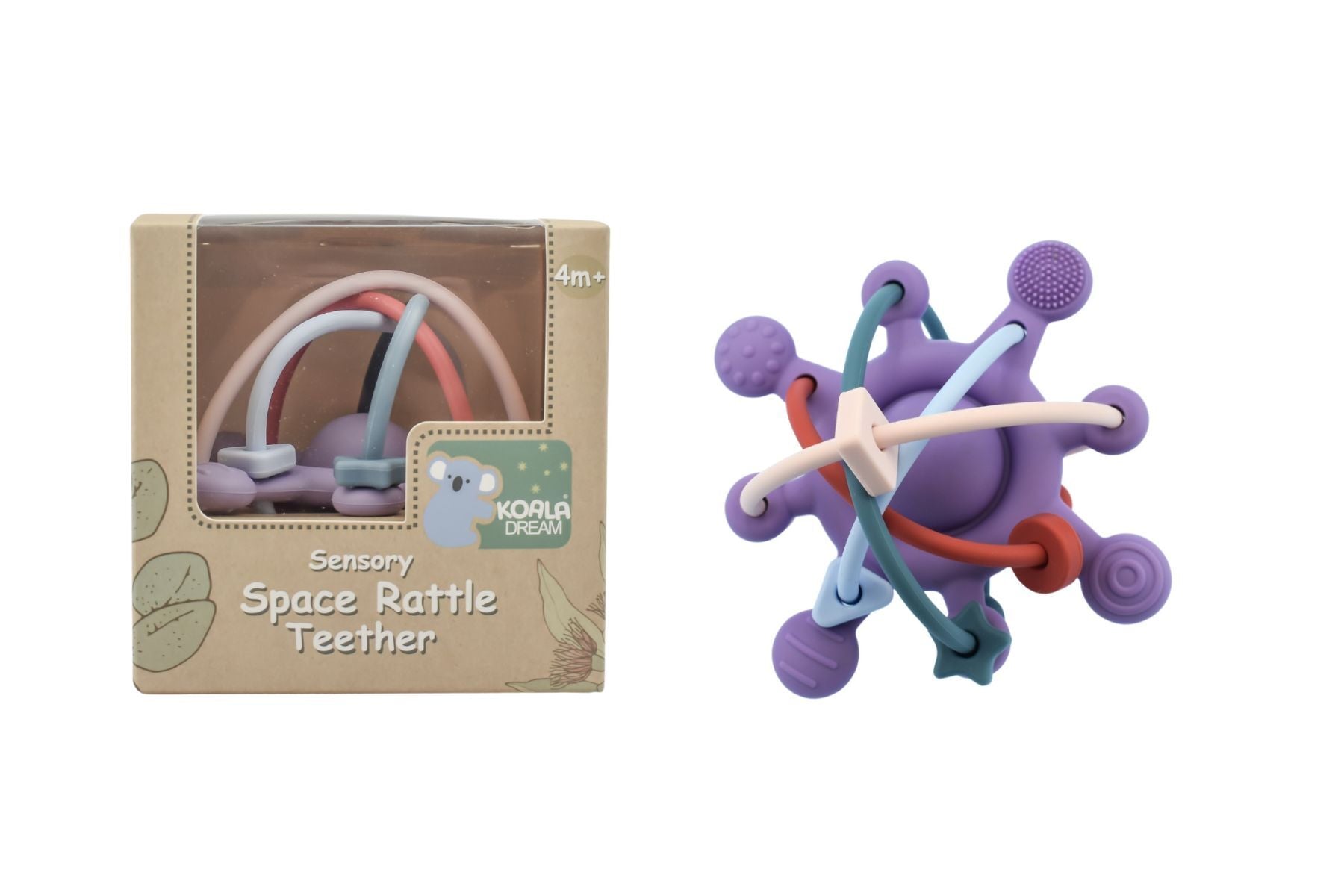 SILICONE SENSORY SPACE RATTLE TEETHER PURPLE - Bamboo Sprout