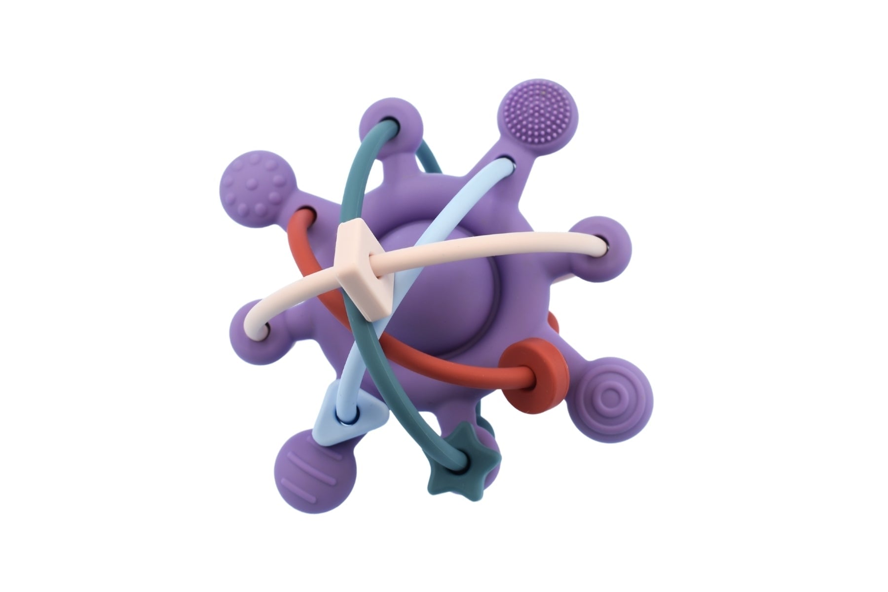SILICONE SENSORY SPACE RATTLE TEETHER PURPLE - Bamboo Sprout