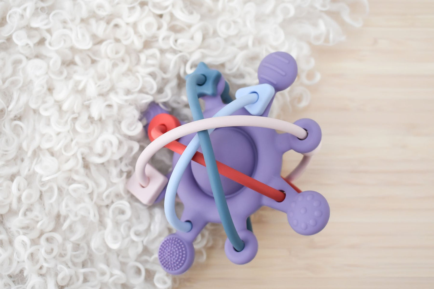 SILICONE SENSORY SPACE RATTLE TEETHER PURPLE - Bamboo Sprout