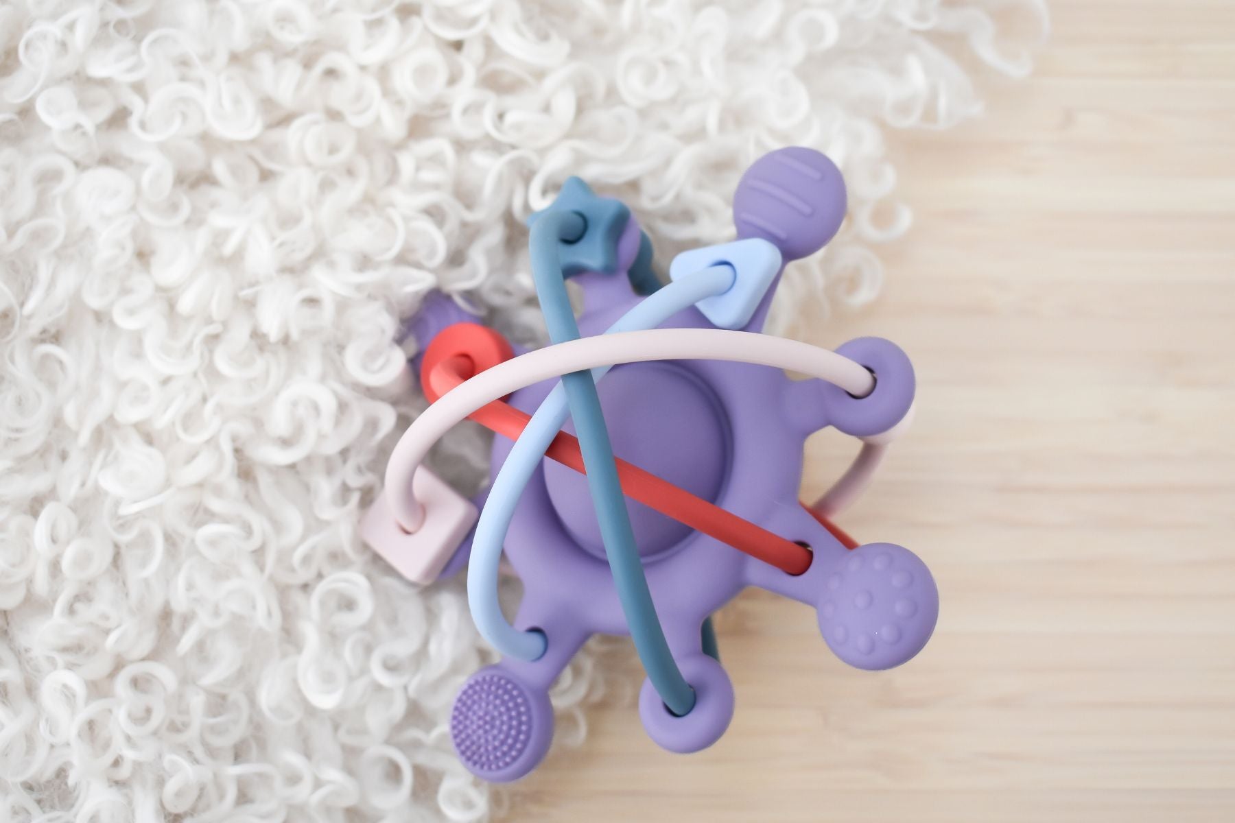 SILICONE SENSORY SPACE RATTLE TEETHER PURPLE - Bamboo Sprout