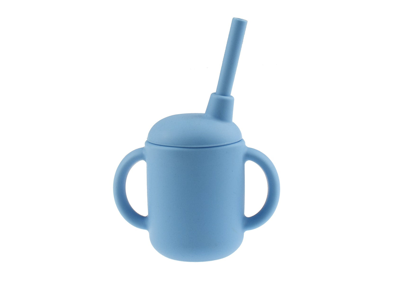 SILICONE SIPPY CUP WITH STRAW - BLUE - Bamboo Sprout