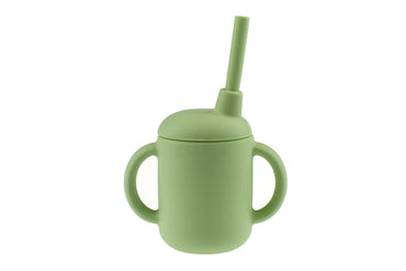 SILICONE SIPPY CUP WITH STRAW - GREEN - Bamboo Sprout