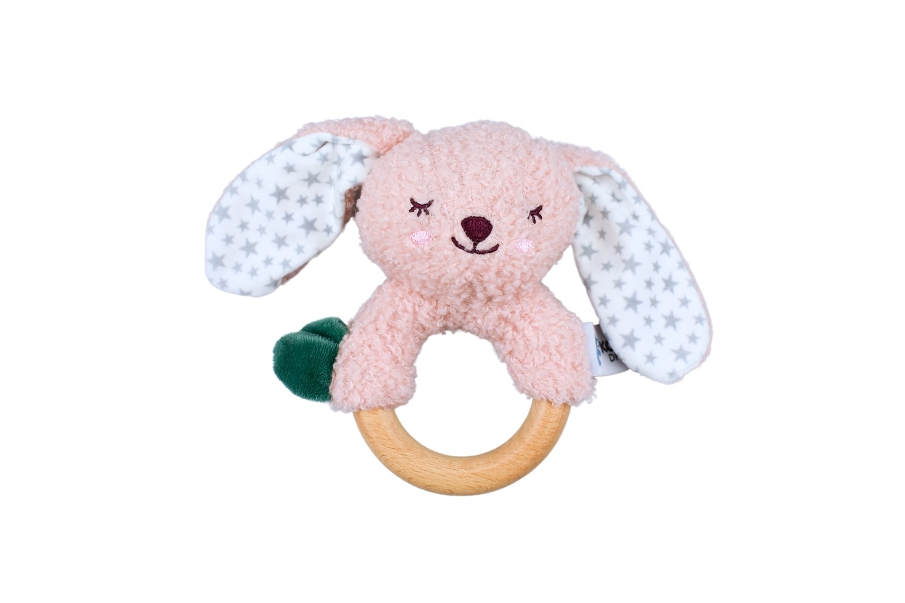 SNUGGLE BUDDY BERRY BUNNY WOODEN RING RATTLE - Bamboo Sprout