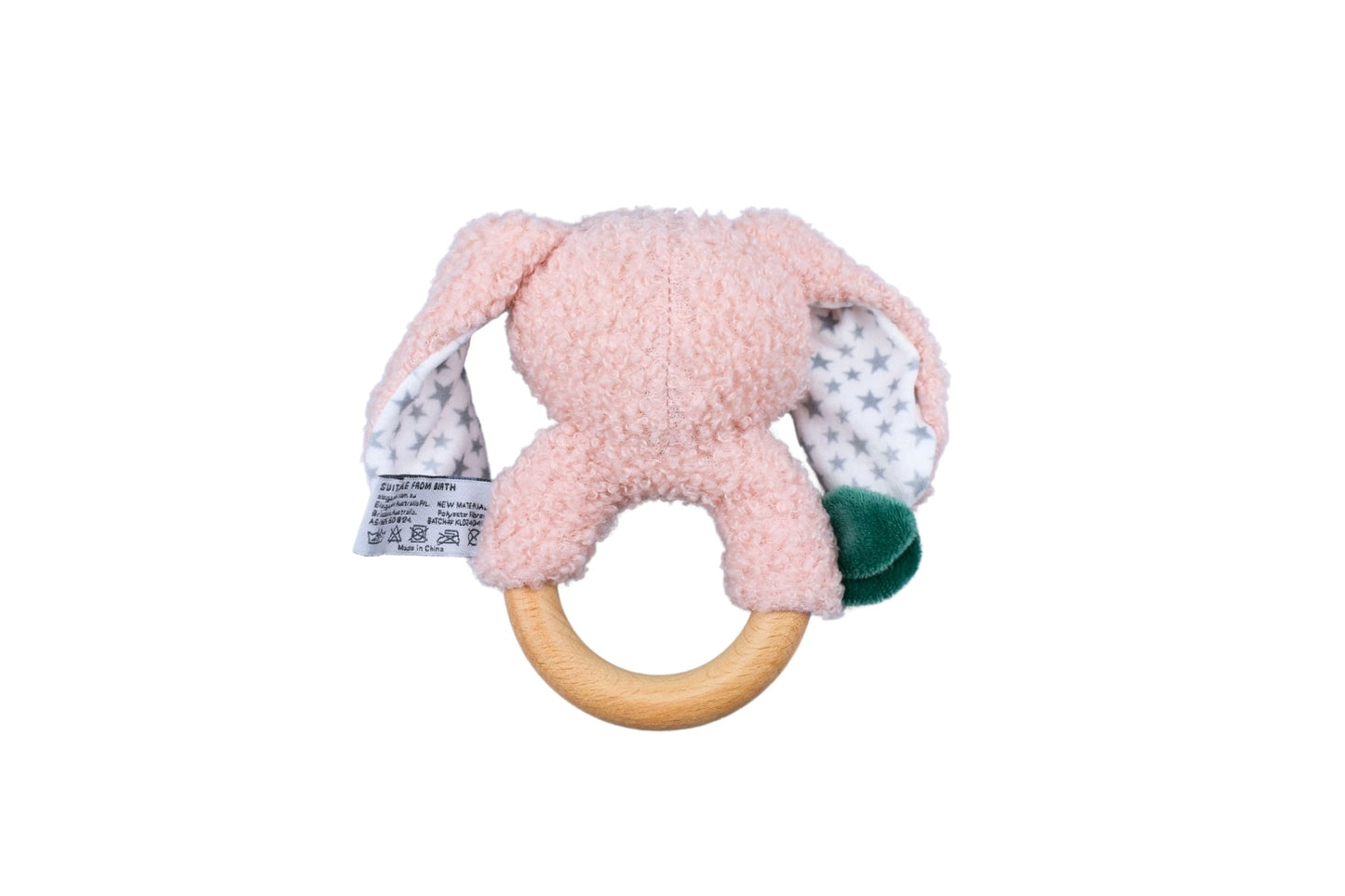 SNUGGLE BUDDY BERRY BUNNY WOODEN RING RATTLE - Bamboo Sprout