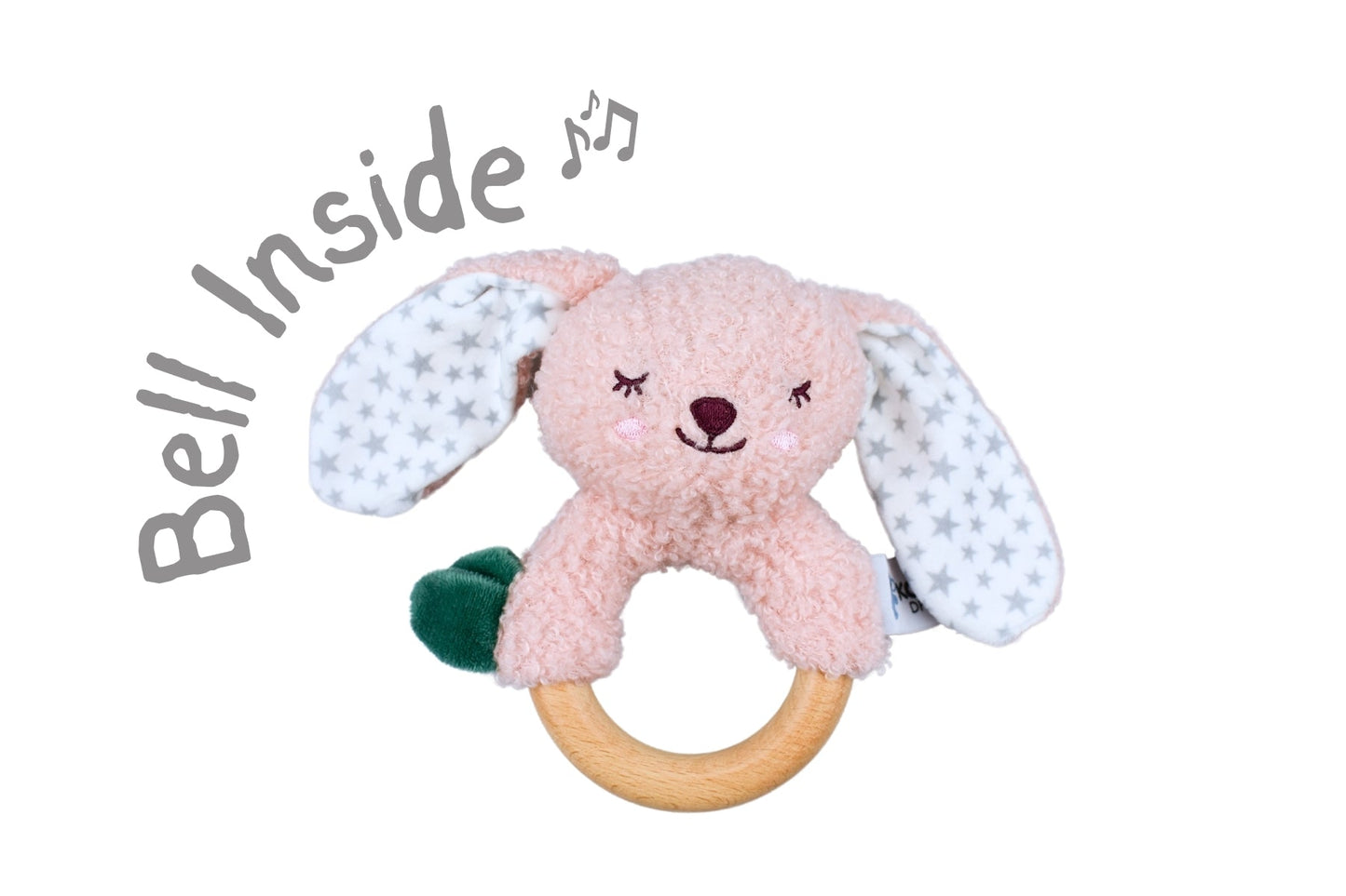 SNUGGLE BUDDY BERRY BUNNY WOODEN RING RATTLE - Bamboo Sprout