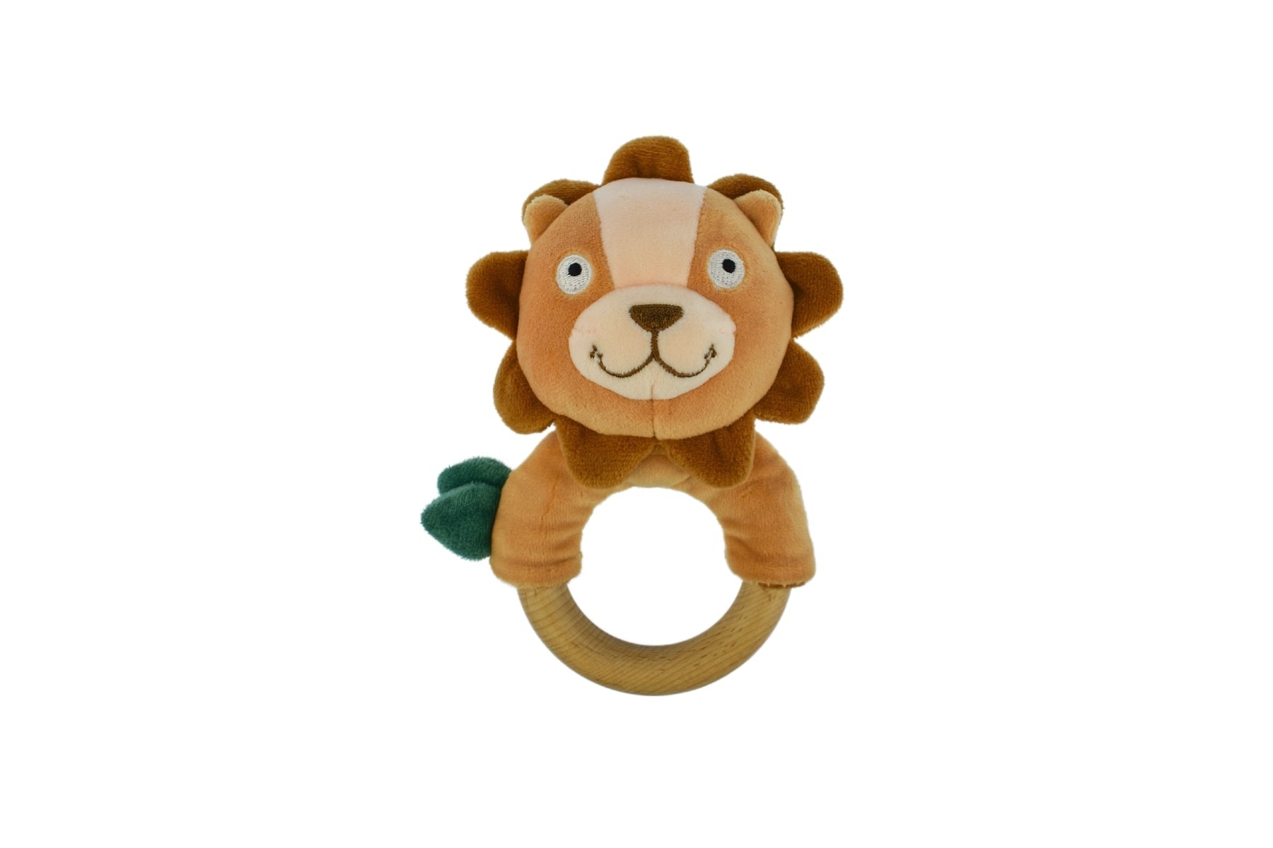 SNUGGLE BUDDY HUGSWORTH LION WOODEN RING RATTLE - Bamboo Sprout