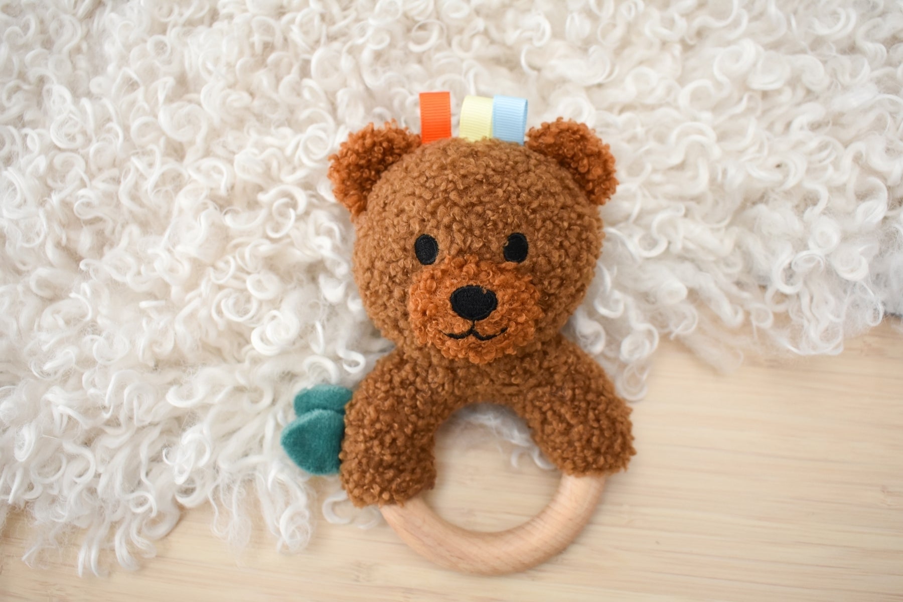SNUGGLE BUDDY MAPLE BEAR WOODEN RING RATTLE - Bamboo Sprout