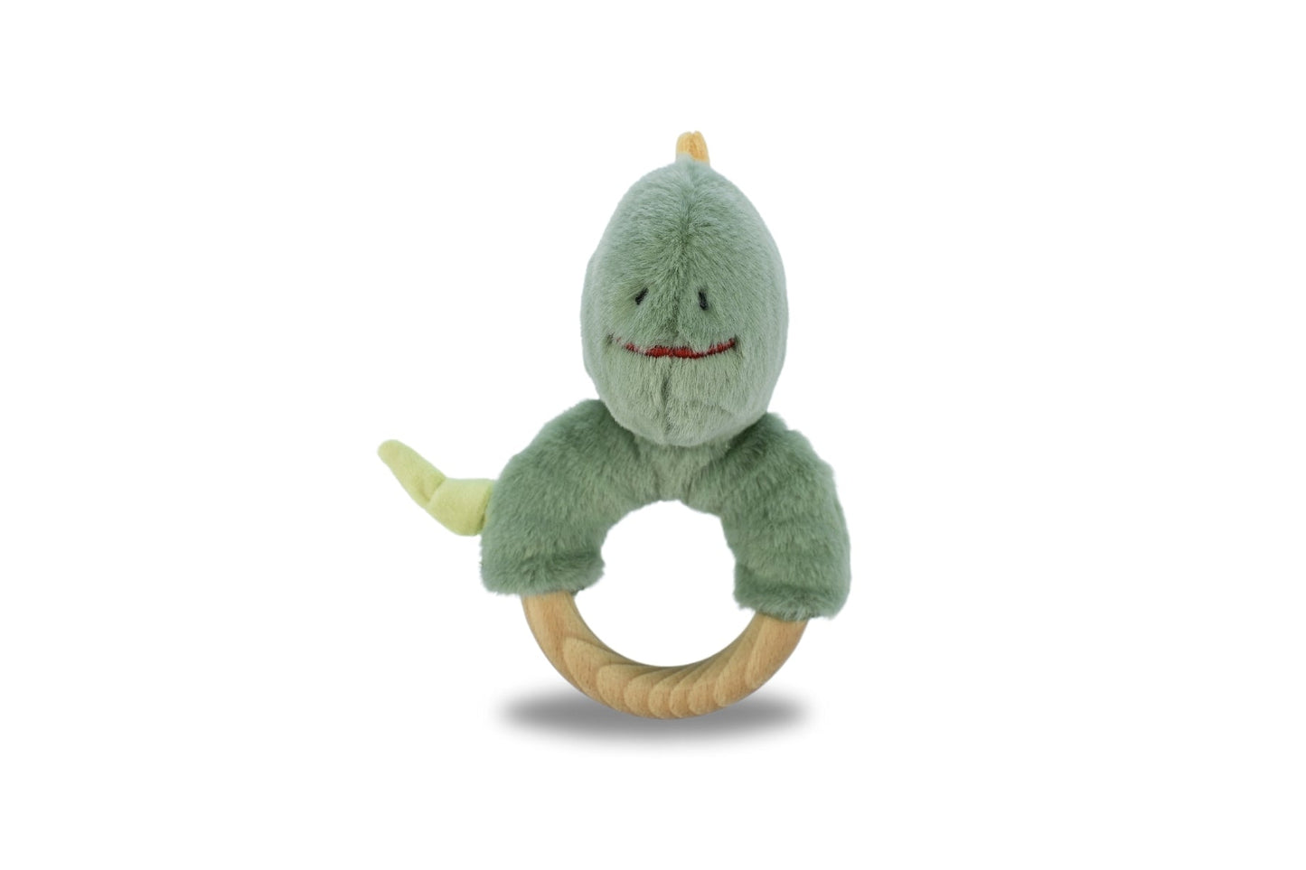 SNUGGLE BUDDY MINTY DINOSAUR WOODEN RING RATTLE - Bamboo Sprout