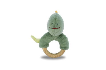 SNUGGLE BUDDY MINTY DINOSAUR WOODEN RING RATTLE - Bamboo Sprout