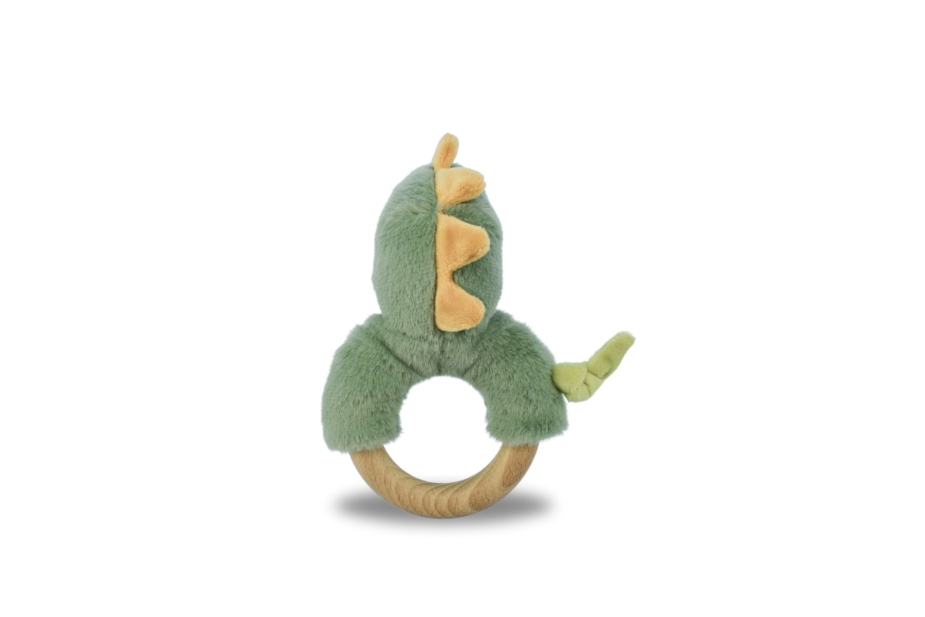 SNUGGLE BUDDY MINTY DINOSAUR WOODEN RING RATTLE - Bamboo Sprout