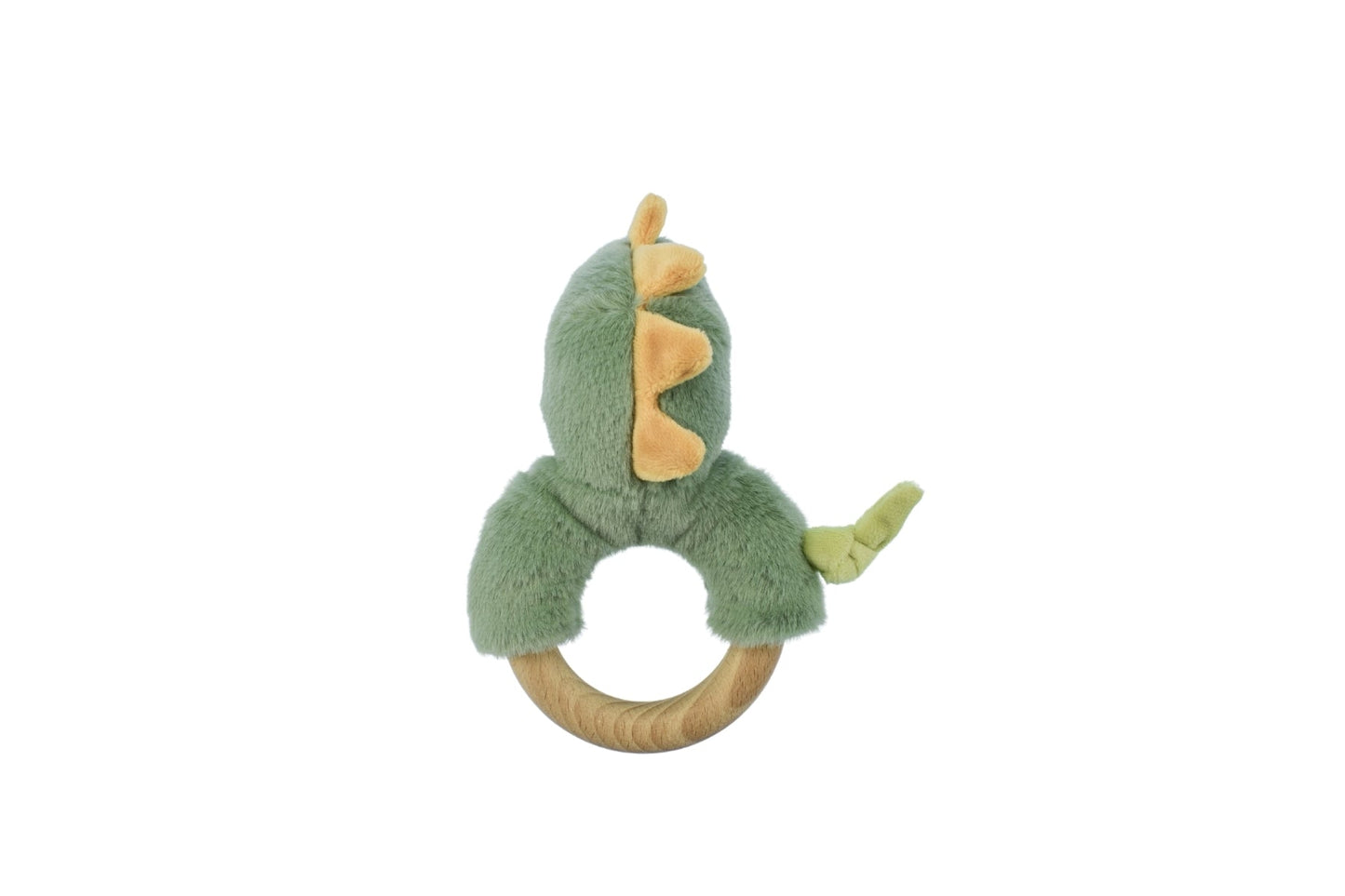 SNUGGLE BUDDY MINTY DINOSAUR WOODEN RING RATTLE - Bamboo Sprout