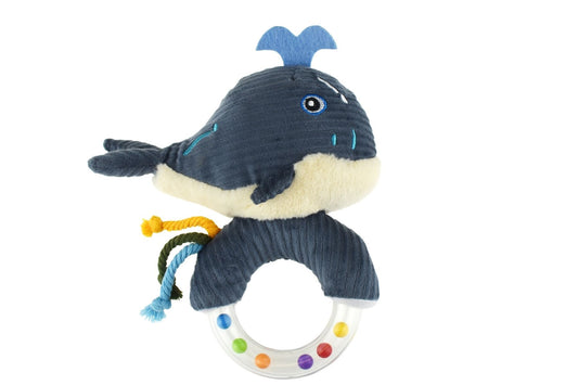 SNUGGLE BUDDY SPLASHY WHALE RING RATTLE - Bamboo Sprout