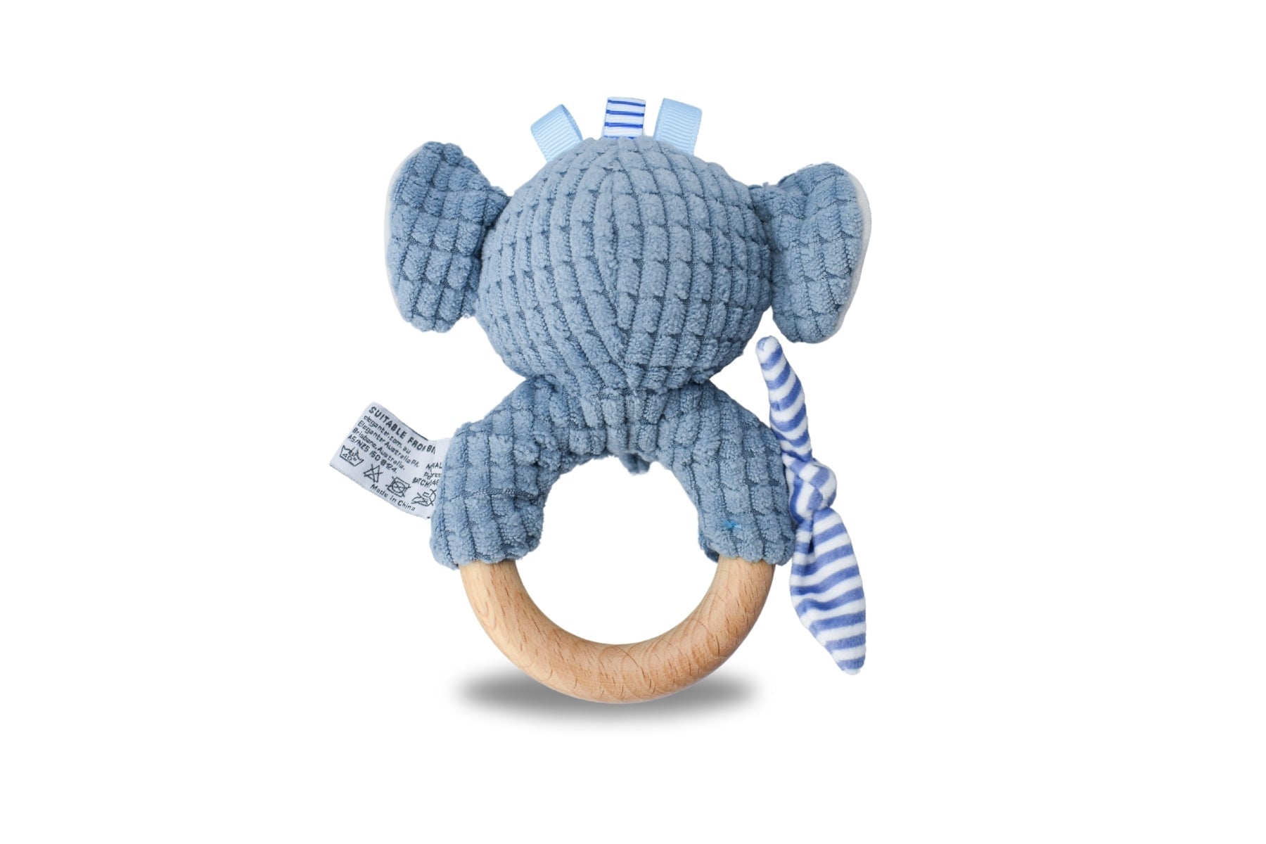 SNUGGLE BUDDY TRUNKS ELEPHANT WOODEN RING RATTLE - Bamboo Sprout