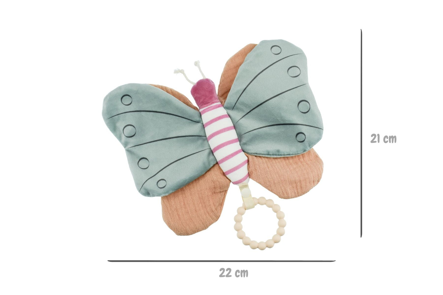 SNUGGLE PAL BELLA BUTTERFLY WITH SILICONE TEETHING RING - Bamboo Sprout