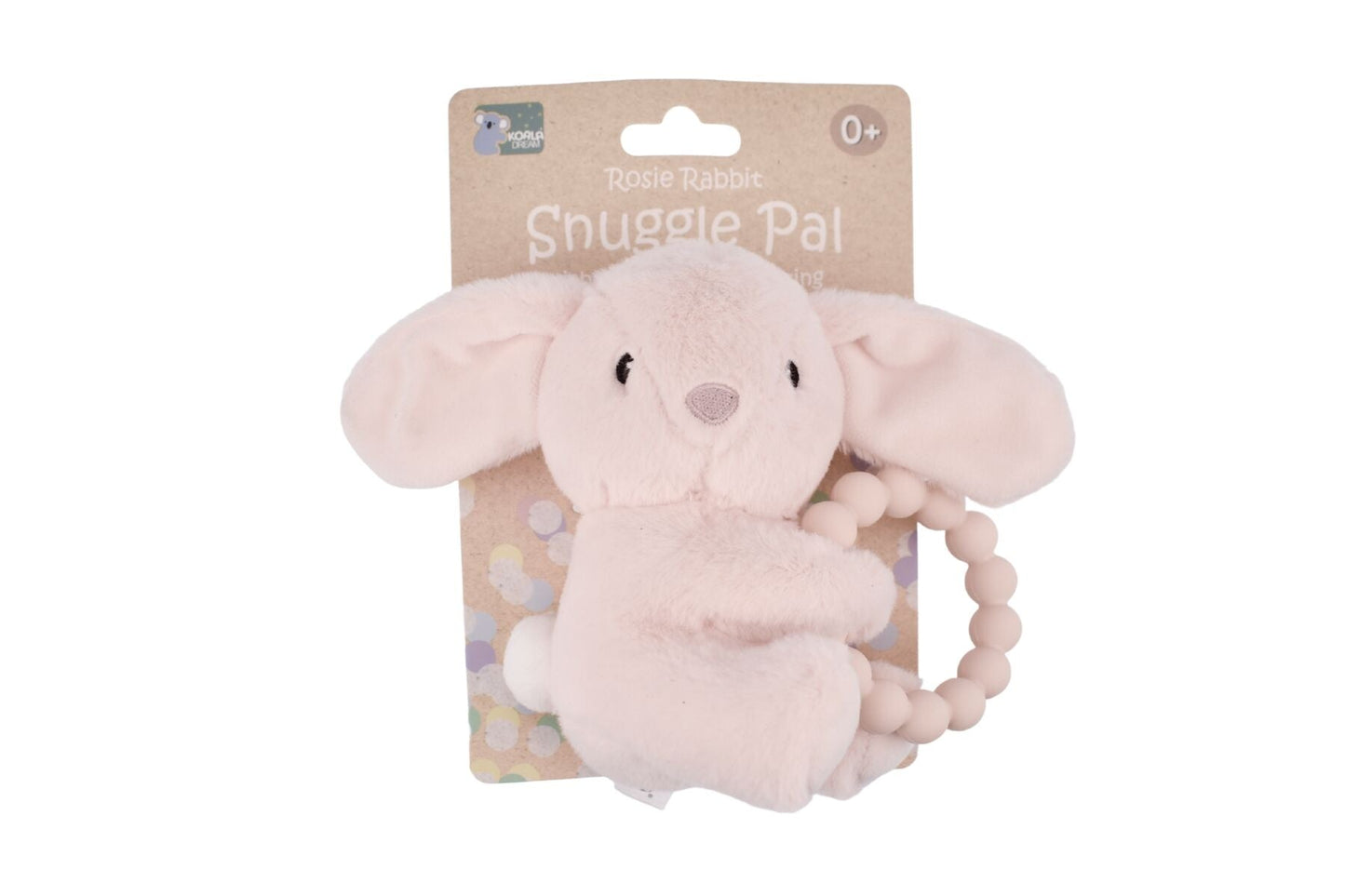 SNUGGLE PAL ROSIE RABBIT WITH SILICONE TEETHING RING - Bamboo Sprout