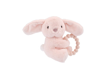 SNUGGLE PAL ROSIE RABBIT WITH SILICONE TEETHING RING - Bamboo Sprout