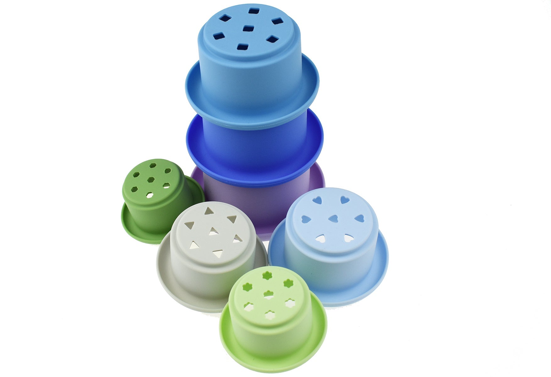 STACKING CUPS 7 PC SILICONE SET - BLUE - Bamboo Sprout