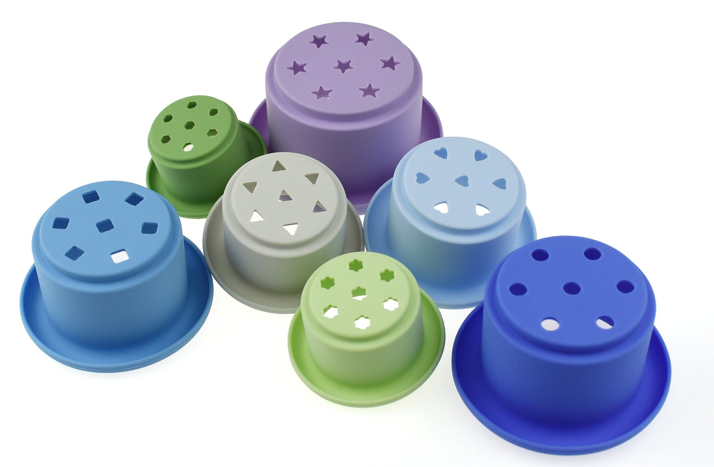 STACKING CUPS 7 PC SILICONE SET - BLUE - Bamboo Sprout