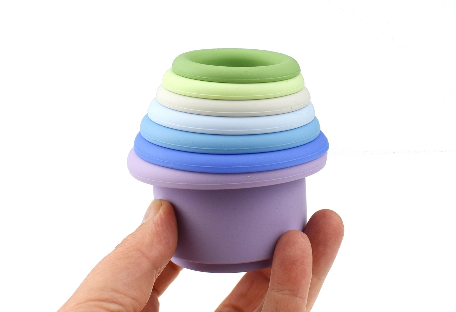 STACKING CUPS 7 PC SILICONE SET - BLUE - Bamboo Sprout