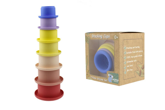 STACKING CUPS 7 PC SILICONE SET - PINK - Bamboo Sprout