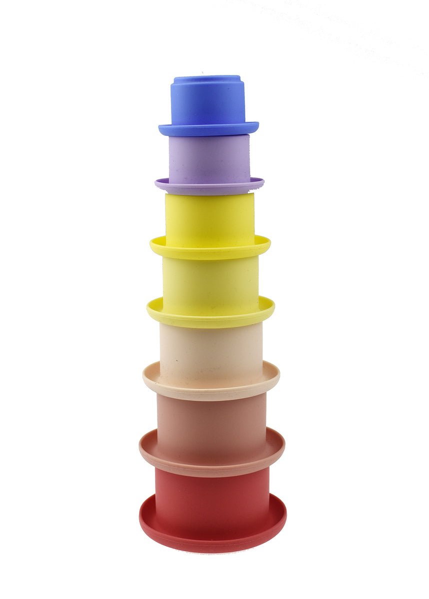 STACKING CUPS 7 PC SILICONE SET - PINK - Bamboo Sprout