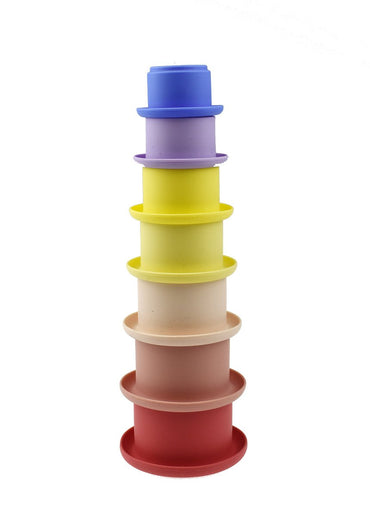STACKING CUPS 7 PC SILICONE SET - PINK - Bamboo Sprout