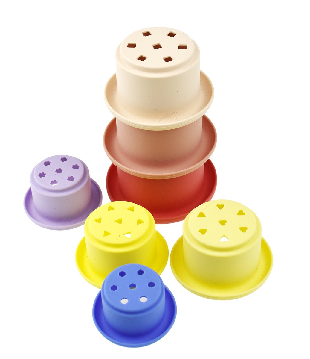 STACKING CUPS 7 PC SILICONE SET - PINK - Bamboo Sprout