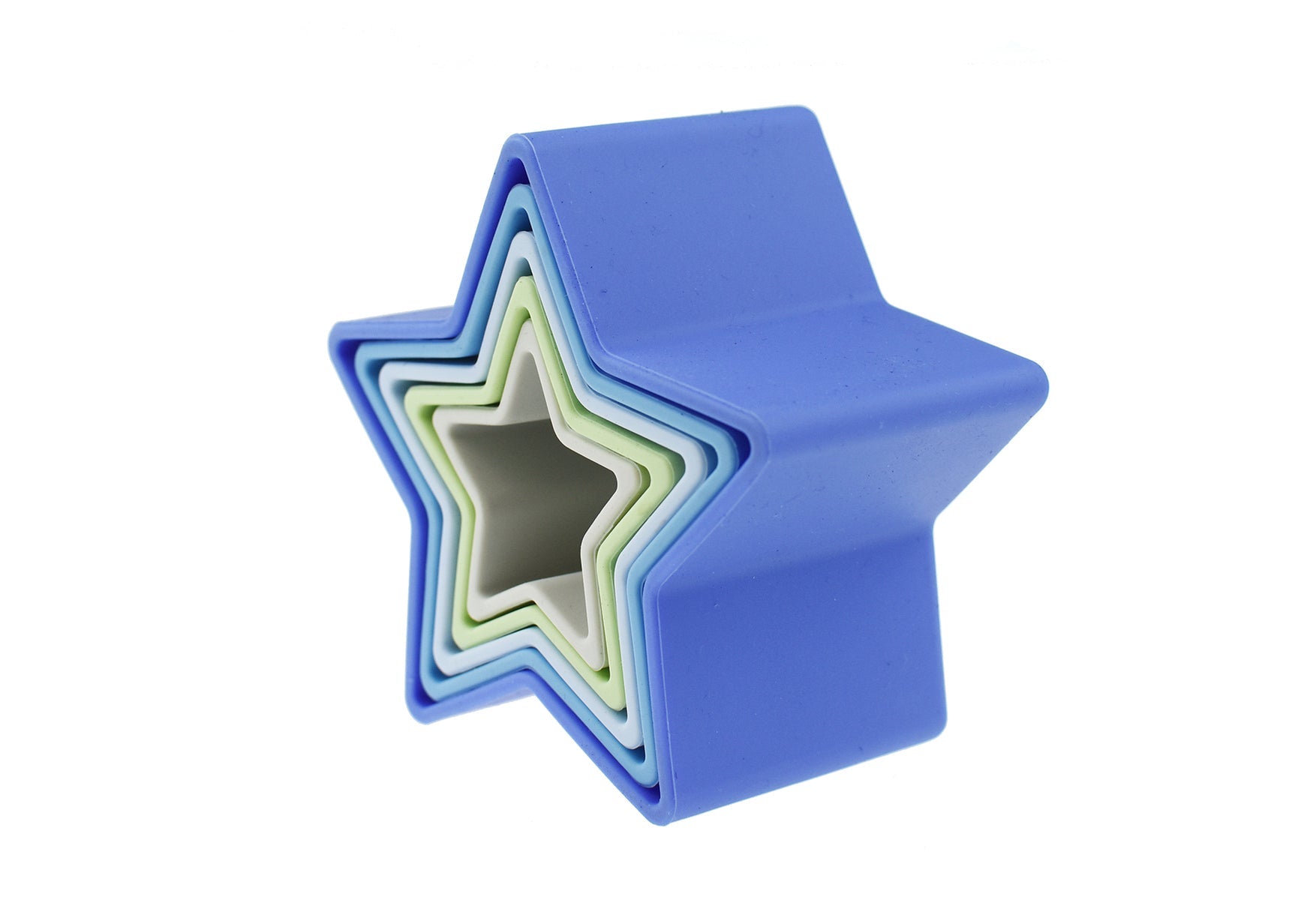 STACKING STARS 5 PC SILICONE SET - BLUE/GREEN - Bamboo Sprout