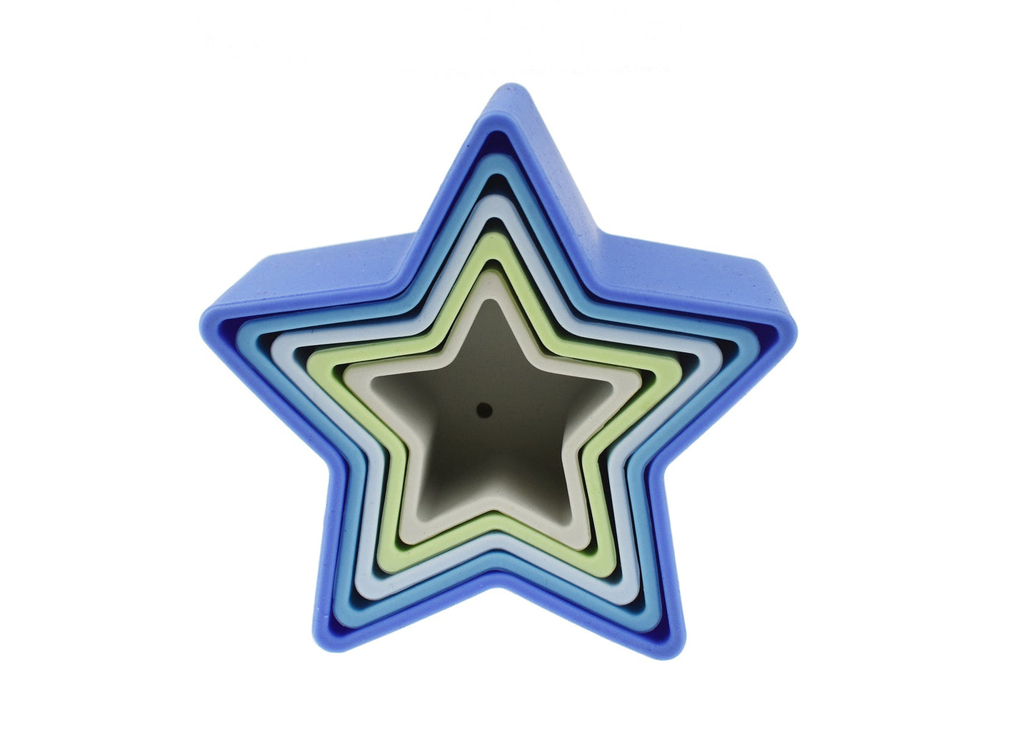 STACKING STARS 5 PC SILICONE SET - BLUE/GREEN - Bamboo Sprout