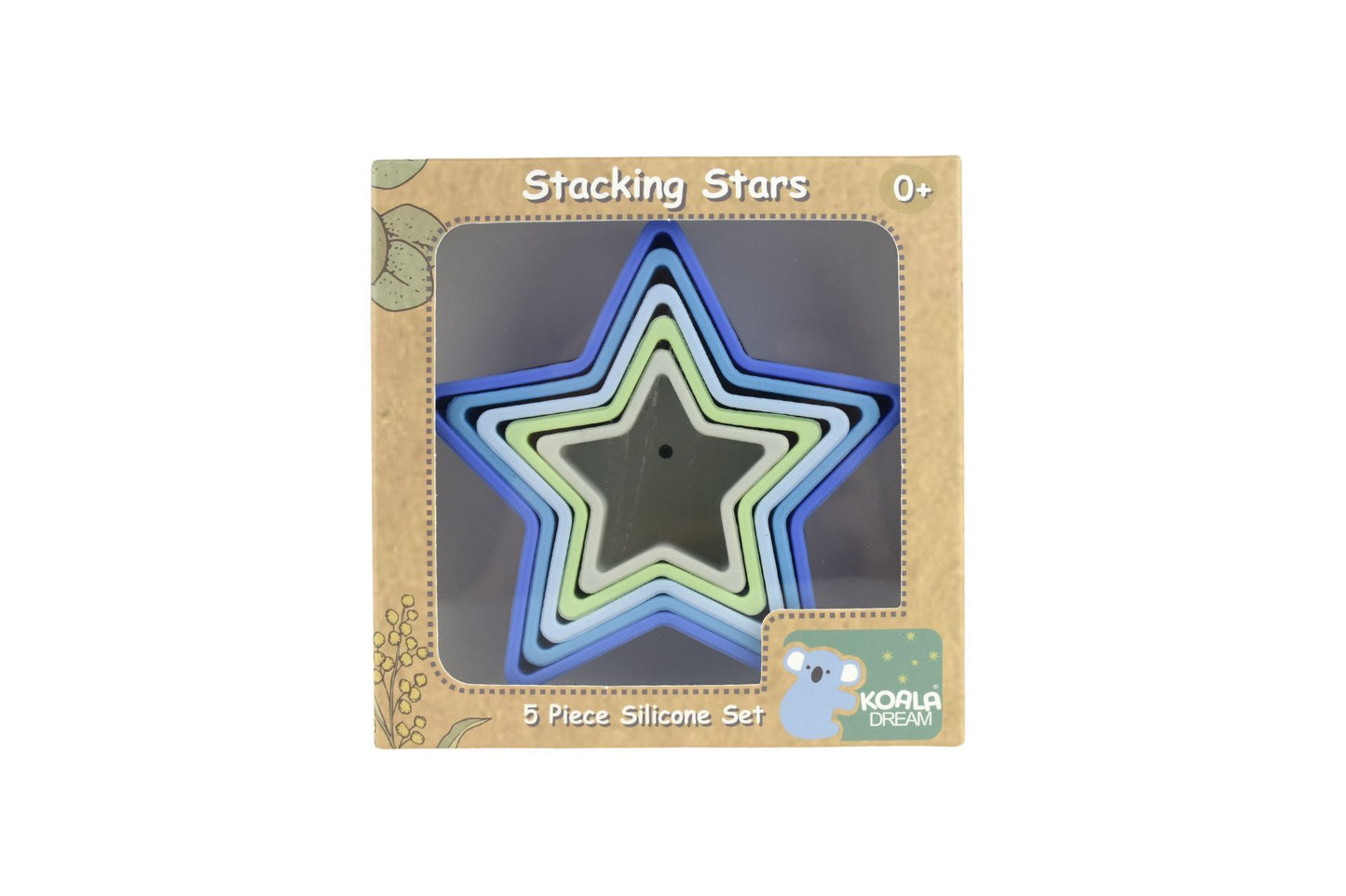 STACKING STARS 5 PC SILICONE SET - BLUE/GREEN - Bamboo Sprout