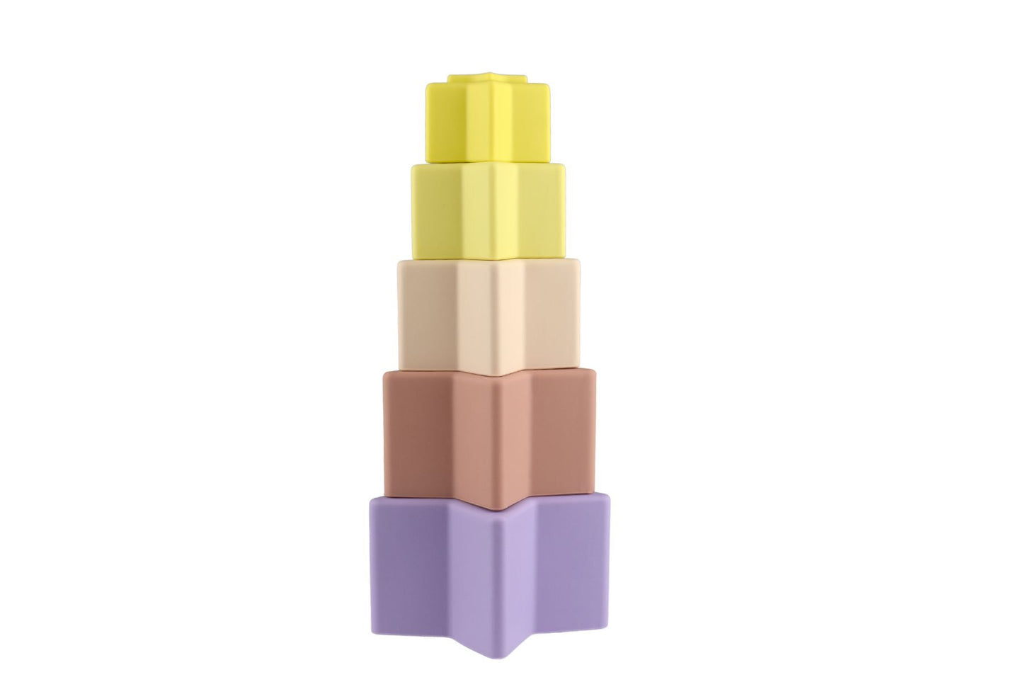 STACKING STARS 5 PC SILICONE SET - PURPLE/YELLOW - Bamboo Sprout
