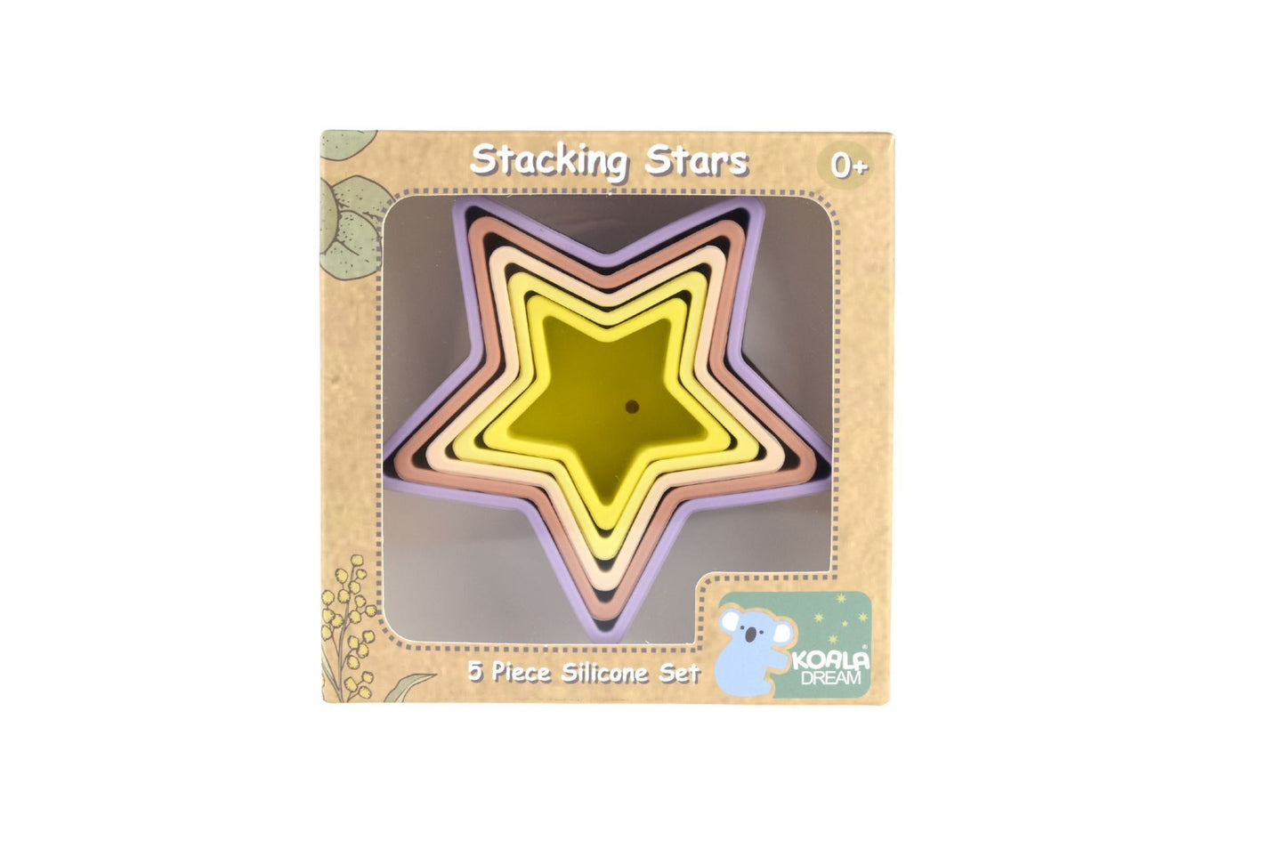 STACKING STARS 5 PC SILICONE SET - PURPLE/YELLOW - Bamboo Sprout
