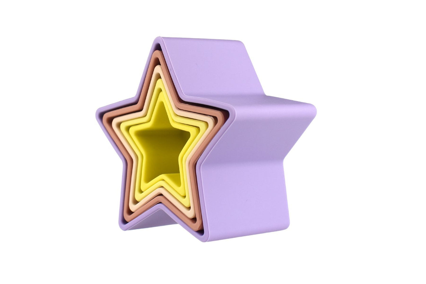 STACKING STARS 5 PC SILICONE SET - PURPLE/YELLOW - Bamboo Sprout