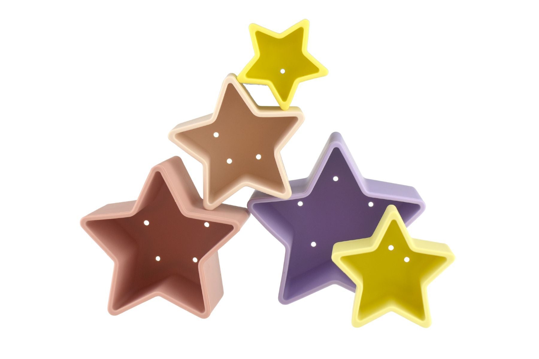 STACKING STARS 5 PC SILICONE SET - PURPLE/YELLOW - Bamboo Sprout