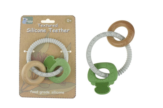 TEXTURED SILICONE KEY TEETHER - GREEN - Bamboo Sprout