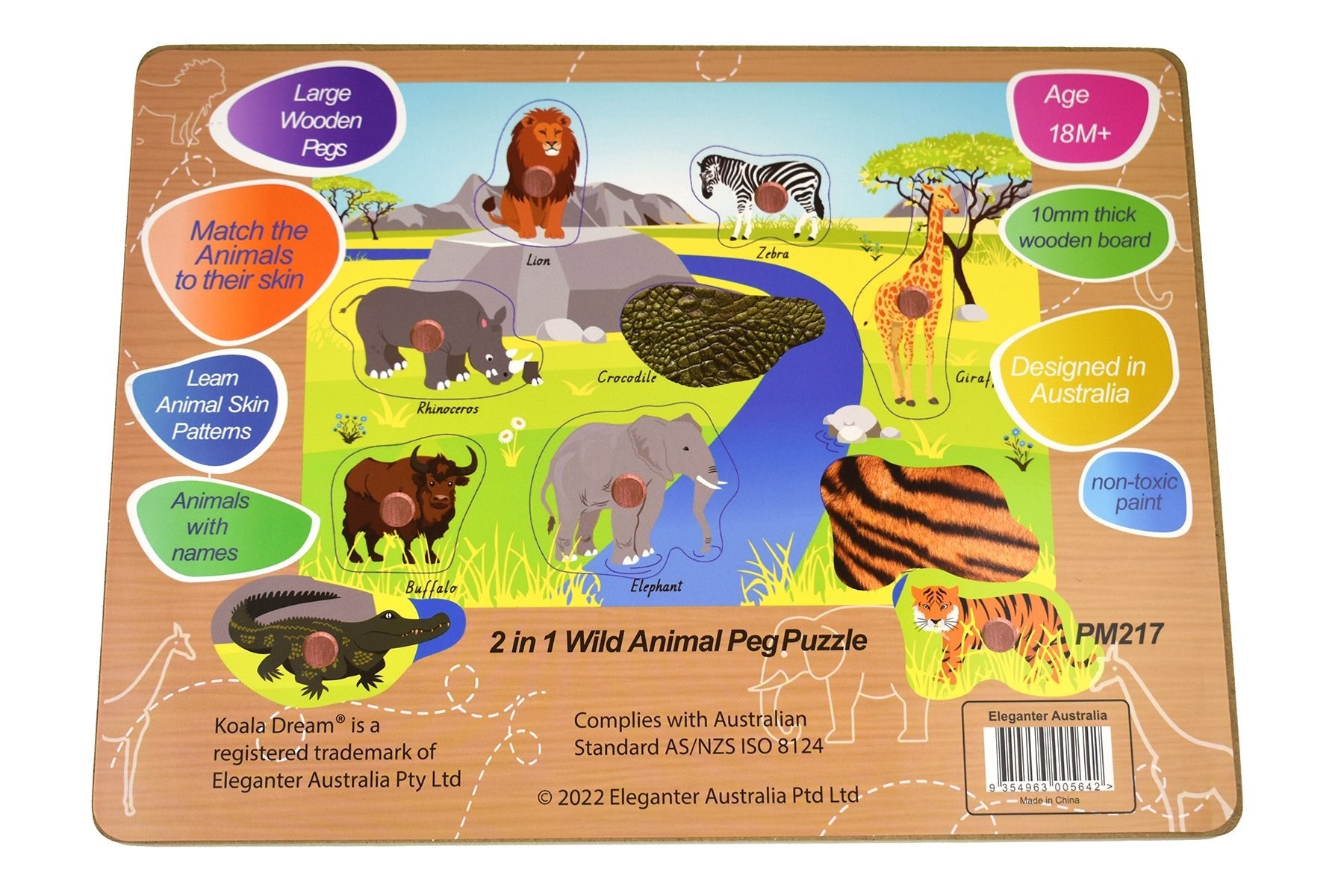 2 IN 1 WILD ANIMAL PEG PUZZLE - Bamboo Sprout