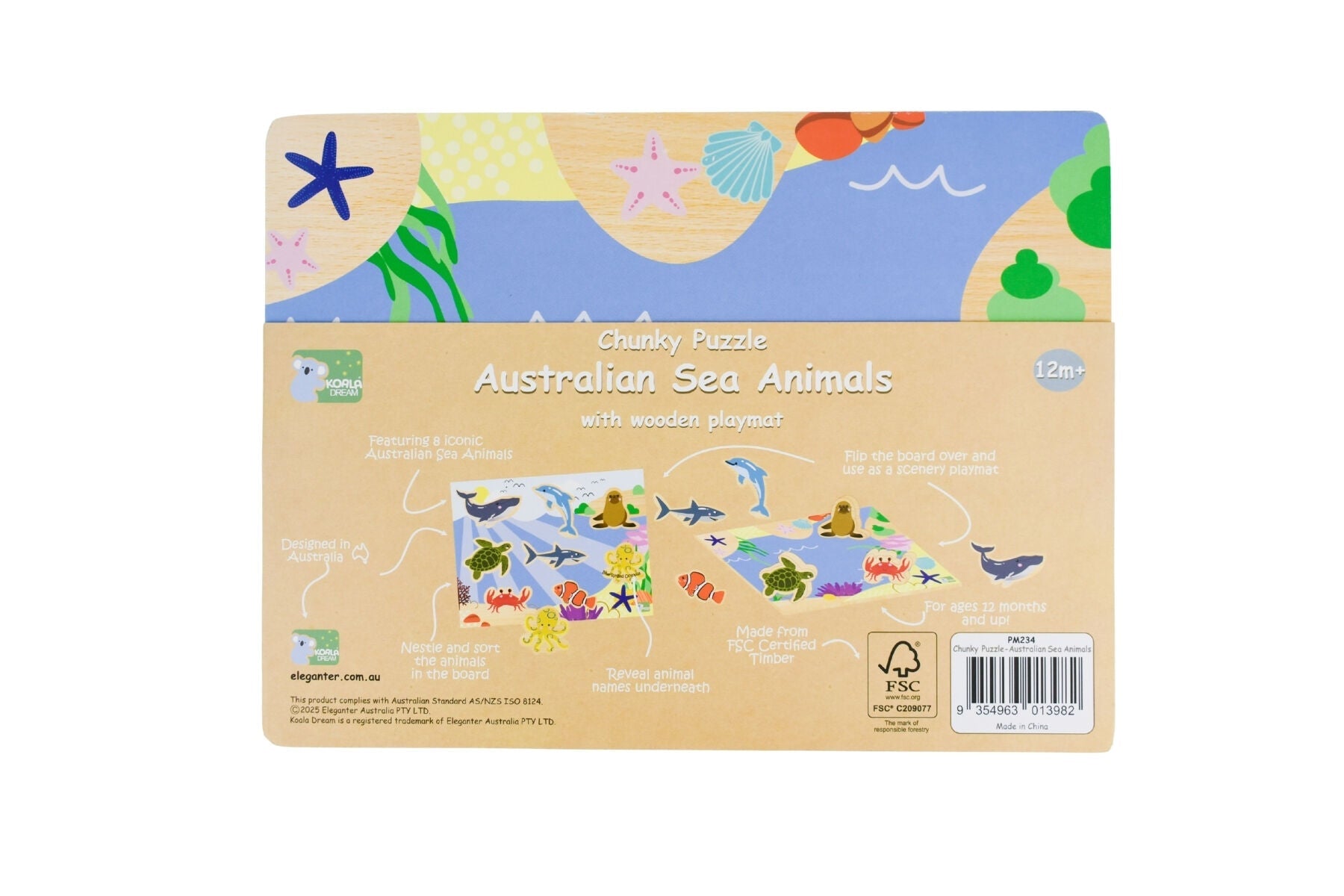 WOODEN CHUNKY PUZZLE SEA ANIMAL - Bamboo Sprout