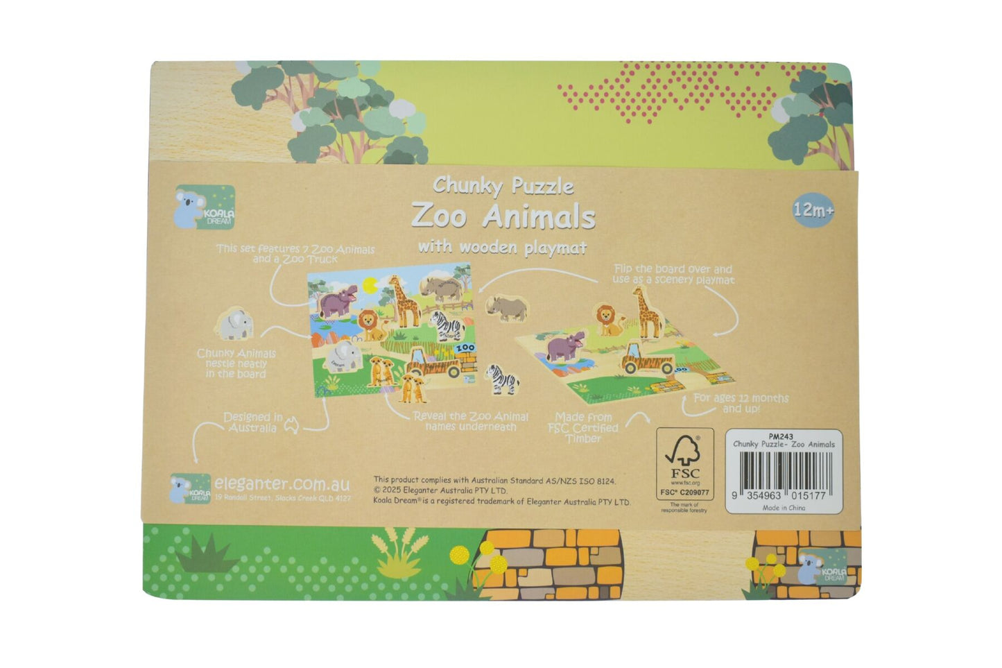 WOODEN CHUNKY ZOO ANIMALS PUZZLE - Bamboo Sprout