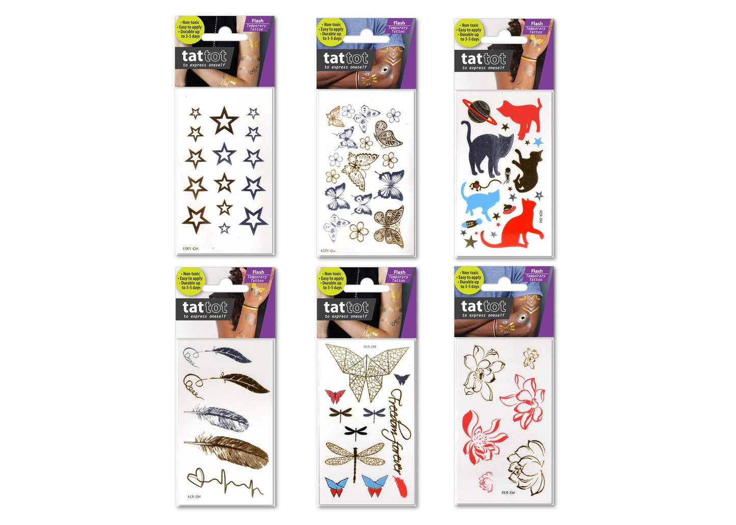 PRICE FOR 6 ASSORTED TEMPORARY TATTOO METALLIC FREEDOM FOREVER - Bamboo Sprout