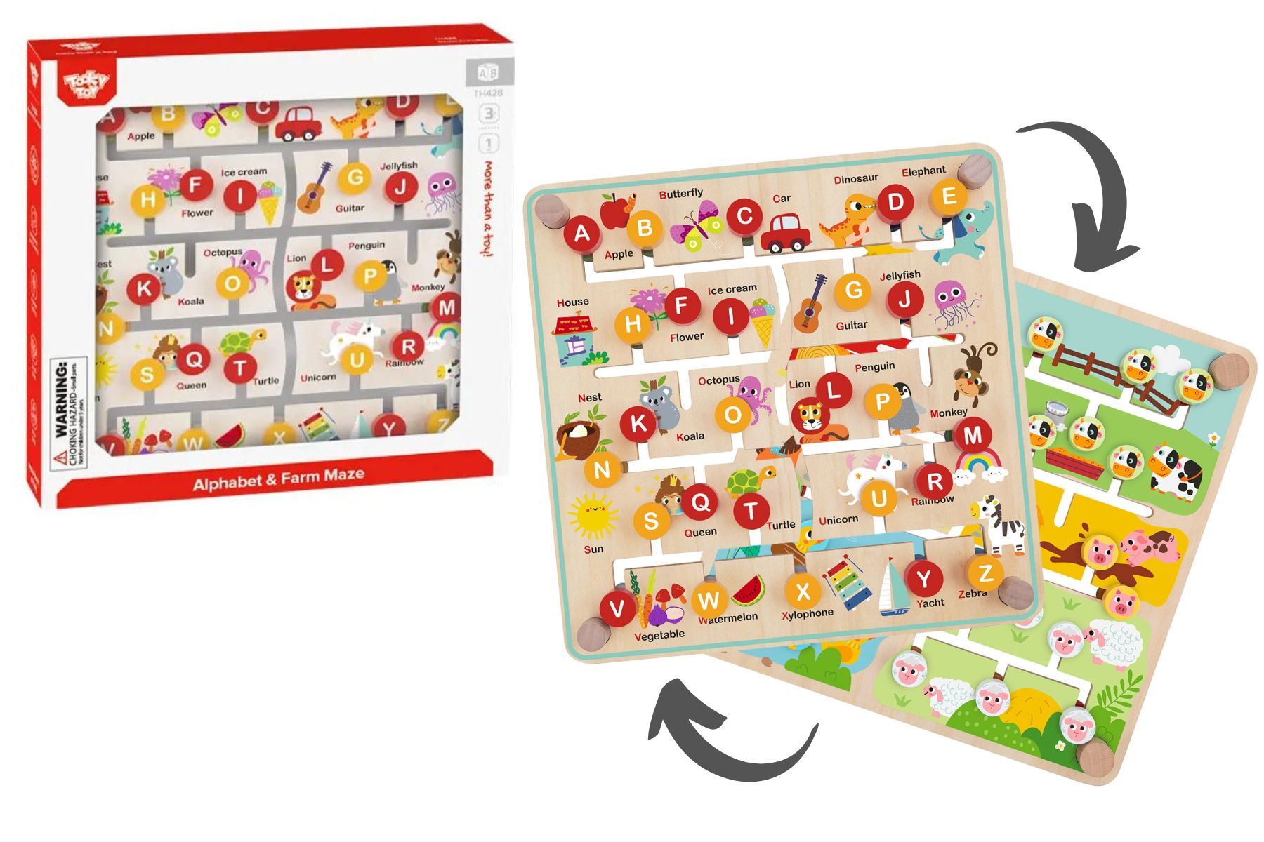 ALPHABET & FARM MATCHING MAZE BOARD - Bamboo Sprout
