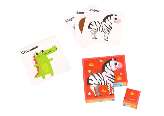 ANIMAL BLOCK PUZZLE WITH DRAWING CARD - Bamboo Sprout